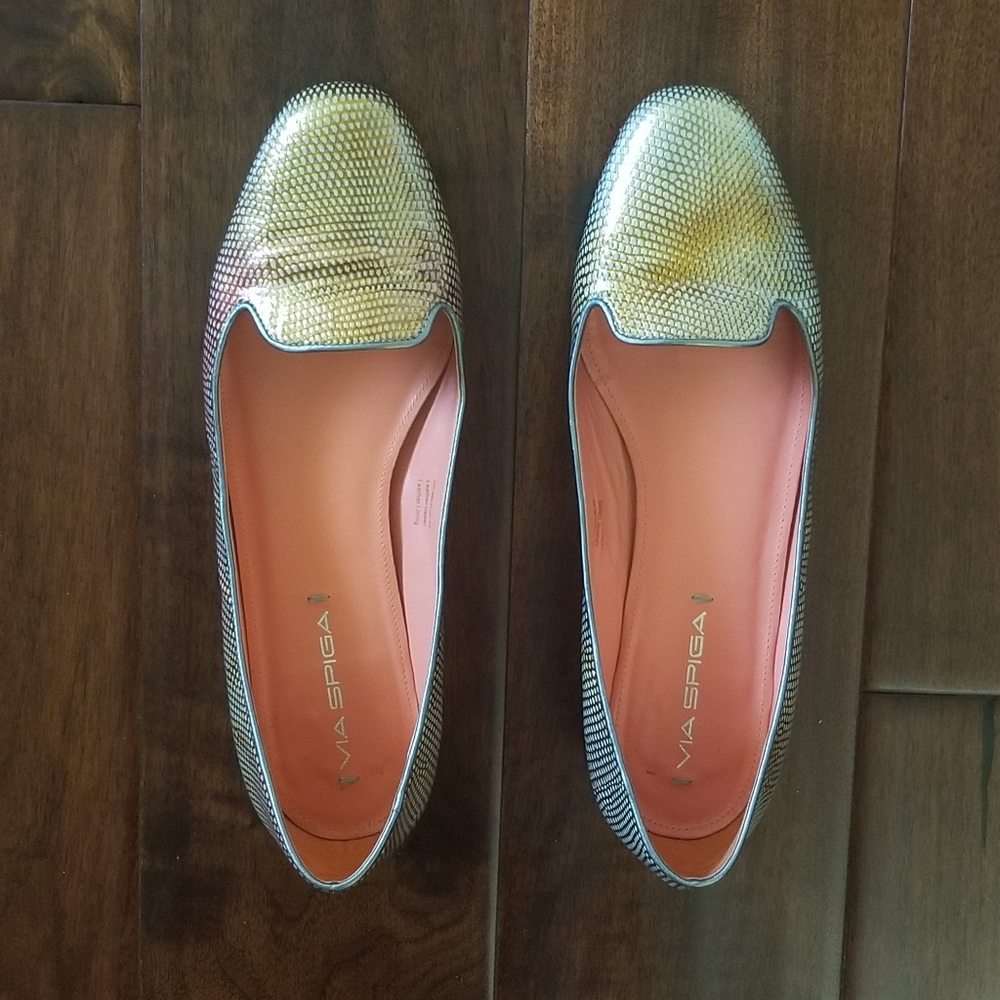 VIA SPIGA "Edina" Metallic Slipper Loafer - Size 8